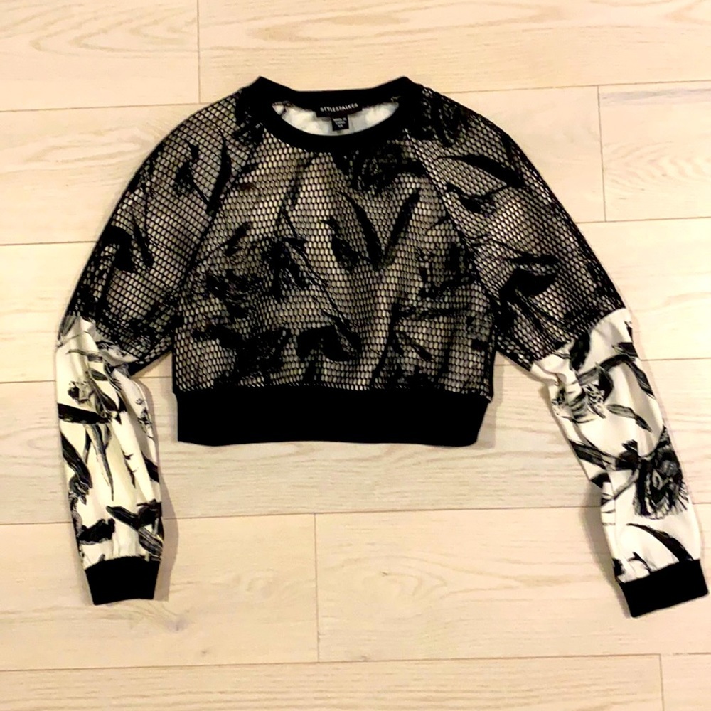 Stylestalker fishnet floral crop  top